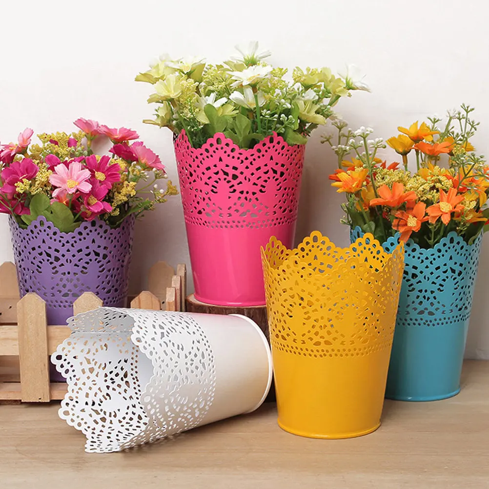 Stackable Buckets Decorative Trash Can Iron Vase Make up Storage Holder Pencil Decoration