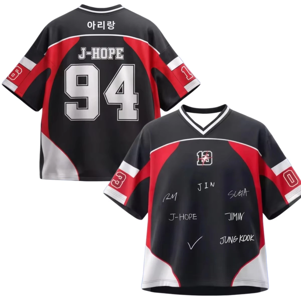 2026 BTS Arirang World Tour Jin #92 Football Support 3d Jersey T-Shirt Breathable Top Men's Women's Y2k V-Neck Casual T Shirt