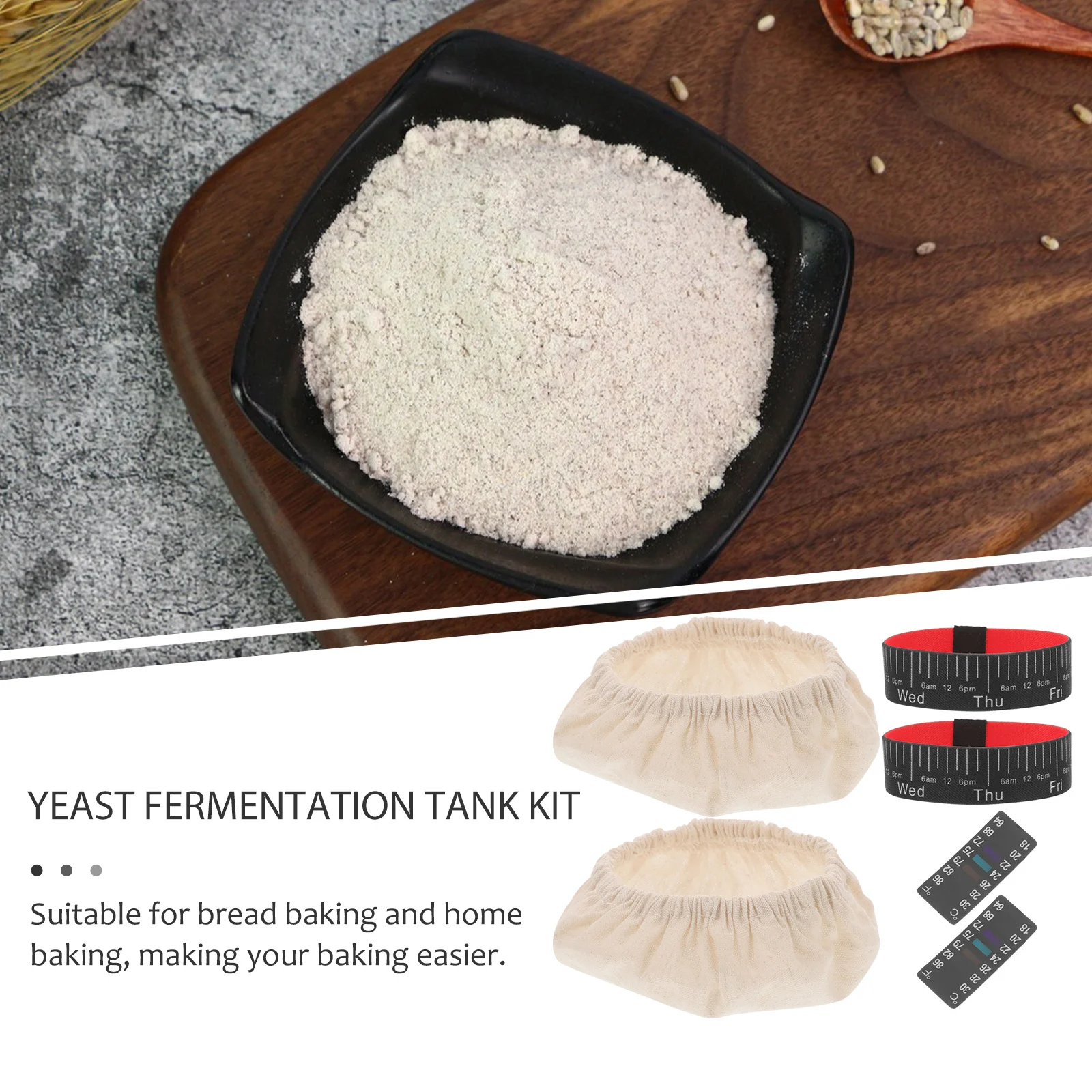 

1Set Sourdough Fermentation Jar Kit Enhanced Accessories Set Cloth Cover Temperature Gauge Sticker Progress Tracking