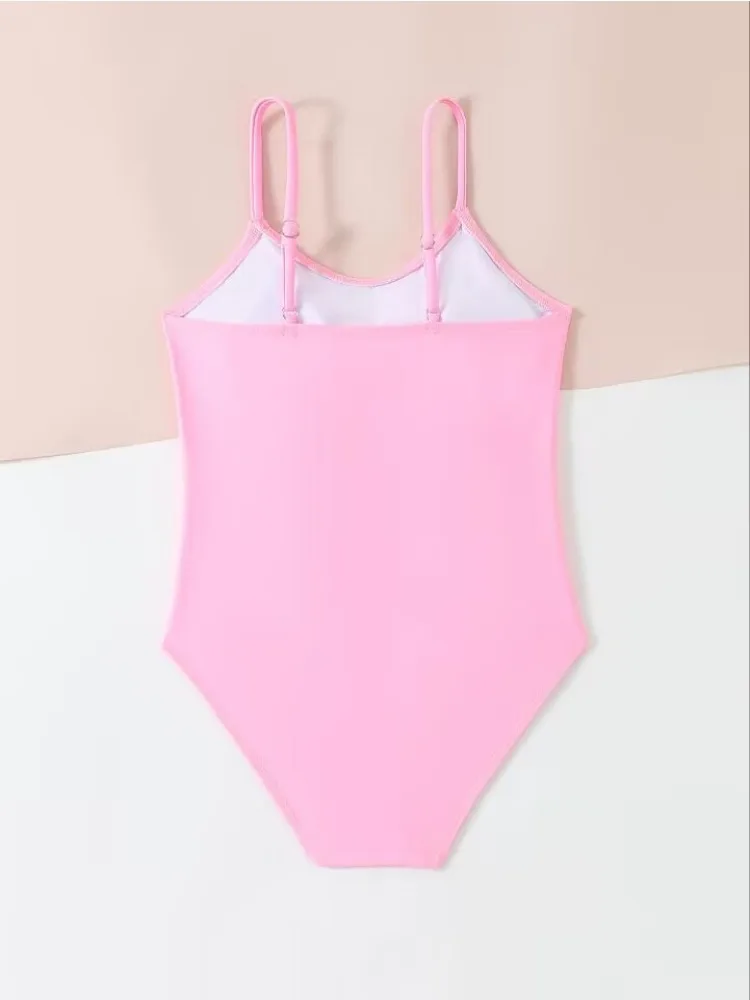 Maillot de bain une pièce pour filles, rose, noir, pour enfants de 6 à 12 ans, tenue de plage, pour adolescents, 2025