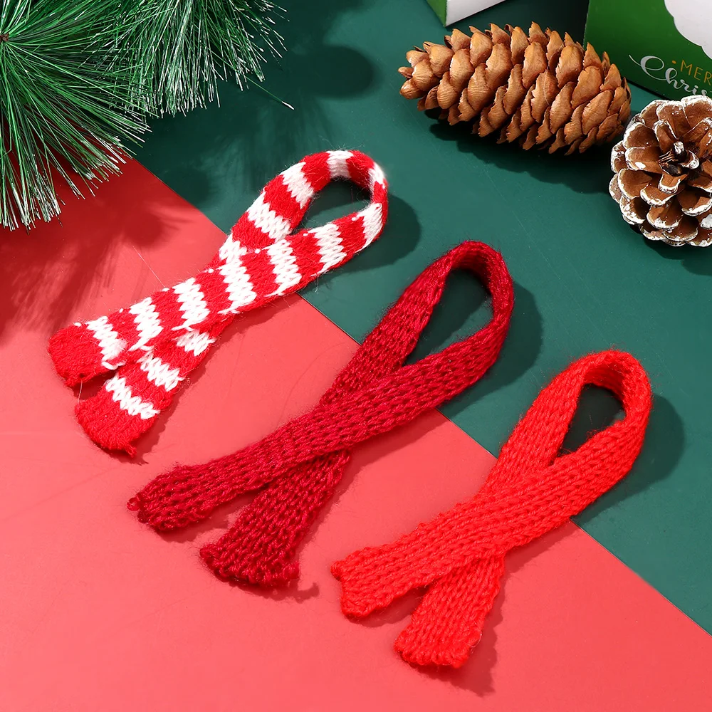 1/12 Doll Clothes Decor Mini Christmas Hats Knitted Scarves Wool Miniature Hat For 1/6 Dolls Accessories Xmas Ornaments Toys