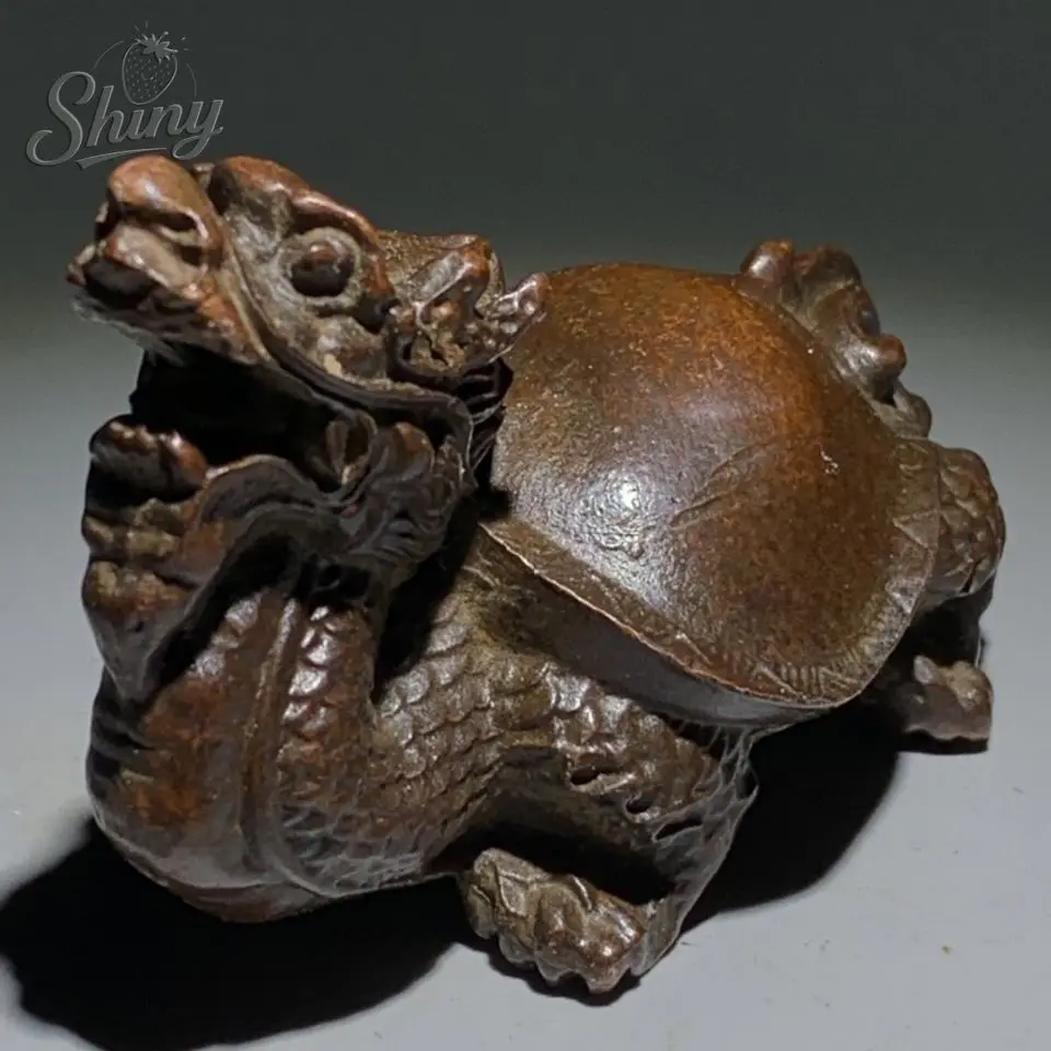 

Antique Copper Mythical Beast Dragon Dragon Turtle Statue Lucky Animal Figurine Desktop Ornament Decors