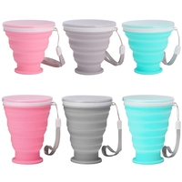 300ml Outdoor Silicone Folding Cup with Lid Camping Gadgets Supplies Portable Collapsible Hiking Drinking Travel Mug