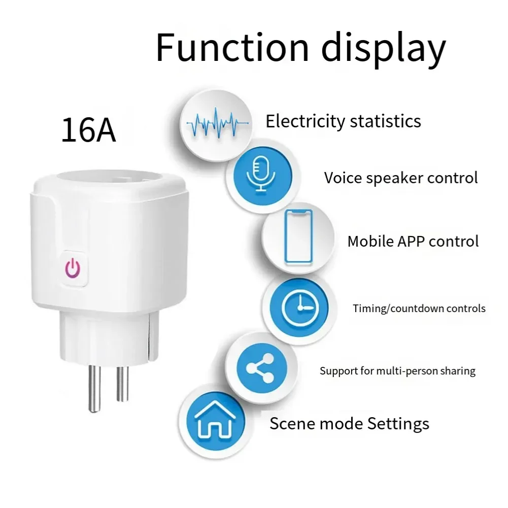 Energy Management Smart Plug With Power Monitor 16A 20A Smart Plug Energy Monitoring Hands-Free Control Power Monitor For Alexa