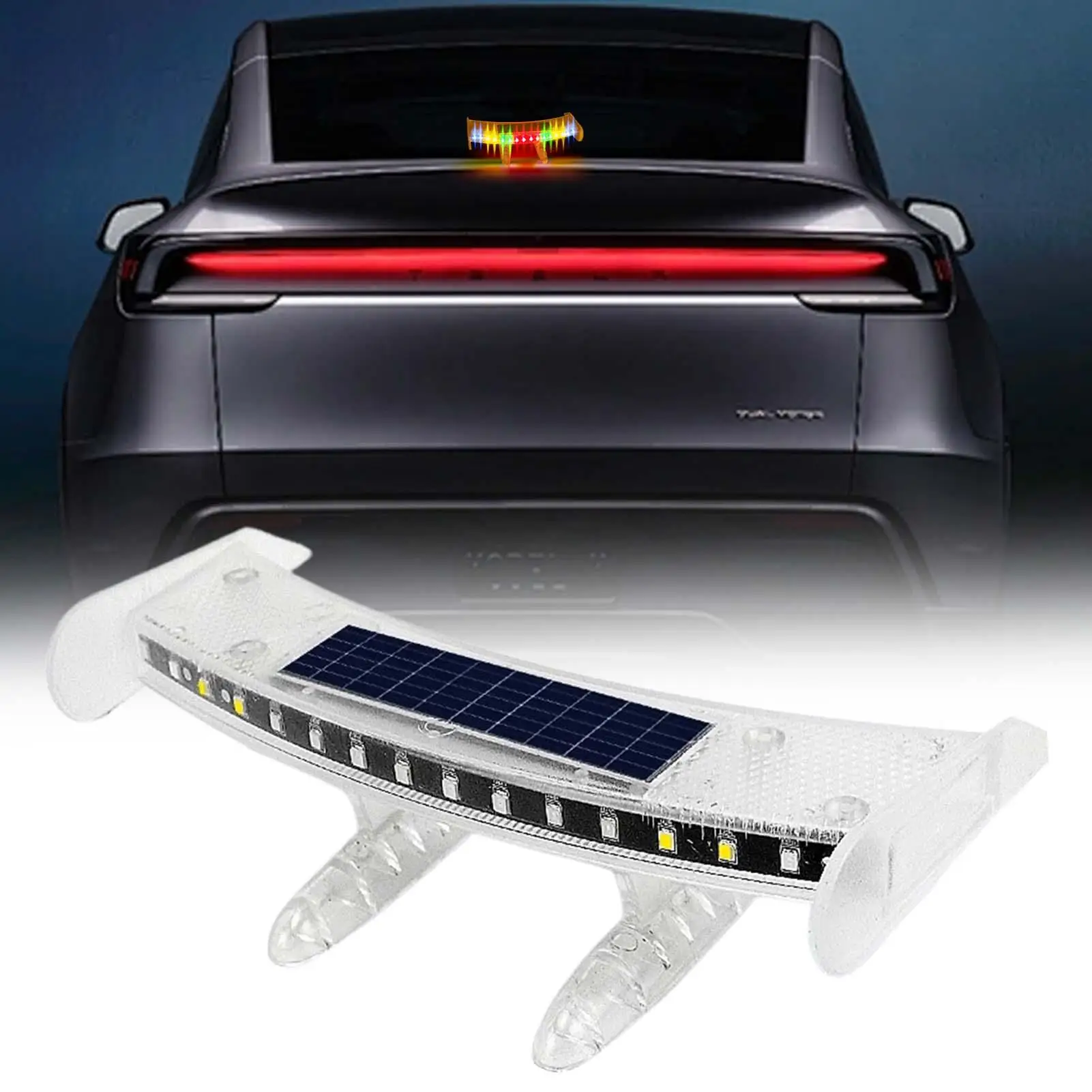 

Авто светодиодный задний фонарь, всепогодный, безопасный вождение, солнечный задний фонарь, спойлер, крыло для седана, грузовика, автофургона, ночная езда, поездки на работу