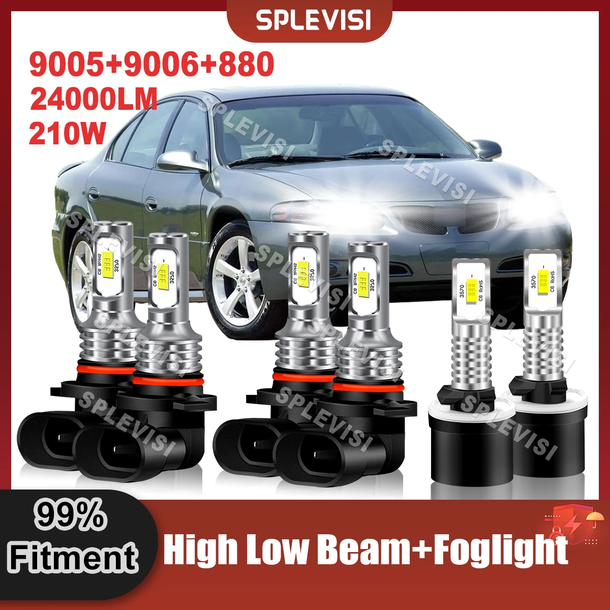 LED Headlamp High Low Beam Foglight For Pontiac Bonneville 1992 1993 1994 1995 1996 1997 1998 1999 2000 2001 2002 2003 2004 2005