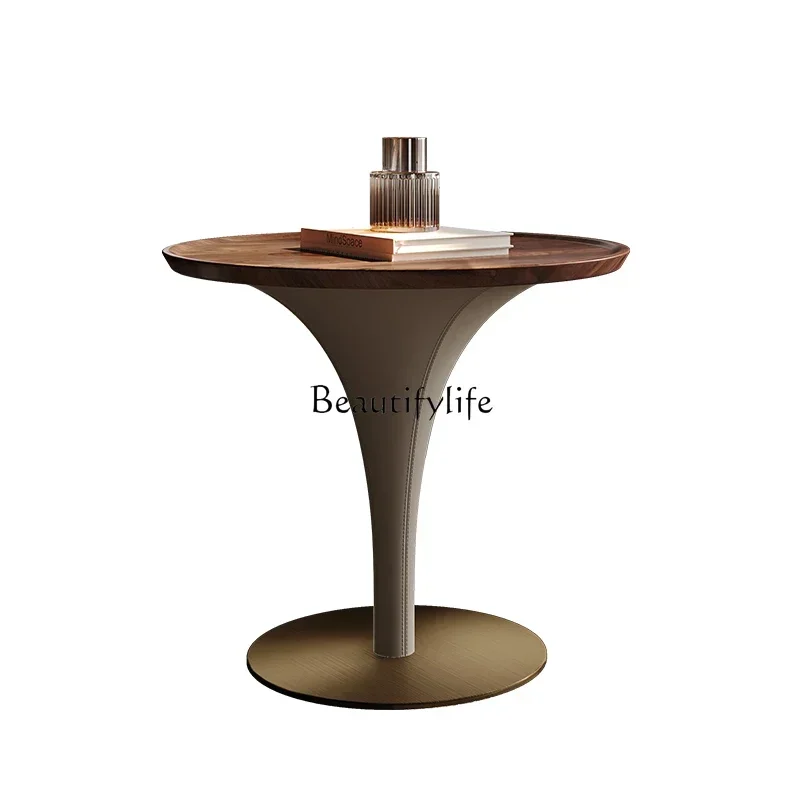 LXItalian minimalist marble corner few living room black walnut solid wood edge fewSSS