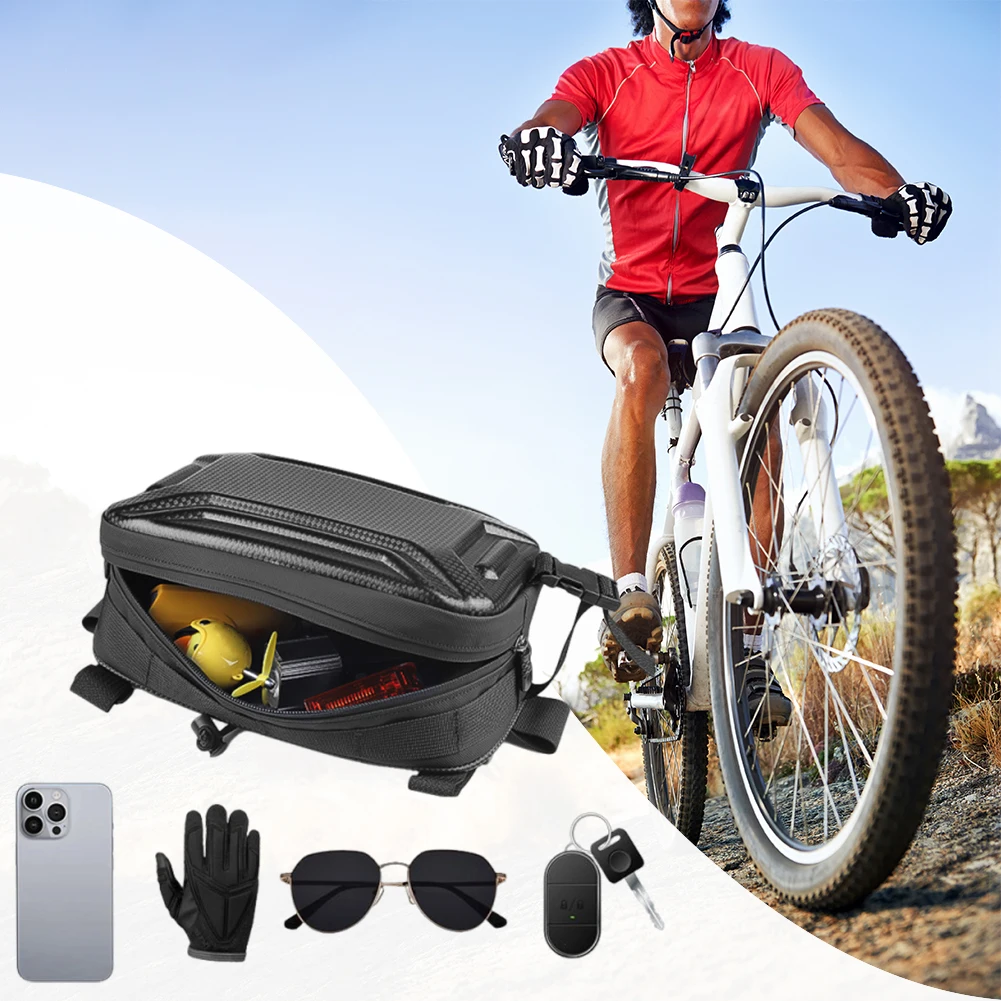 

3L Bike Handlebar Bag Multifunctional Bike Front Frame Bag Adjustable Strap Bicycle Storage Bag Hard Shell Cycling Accessories