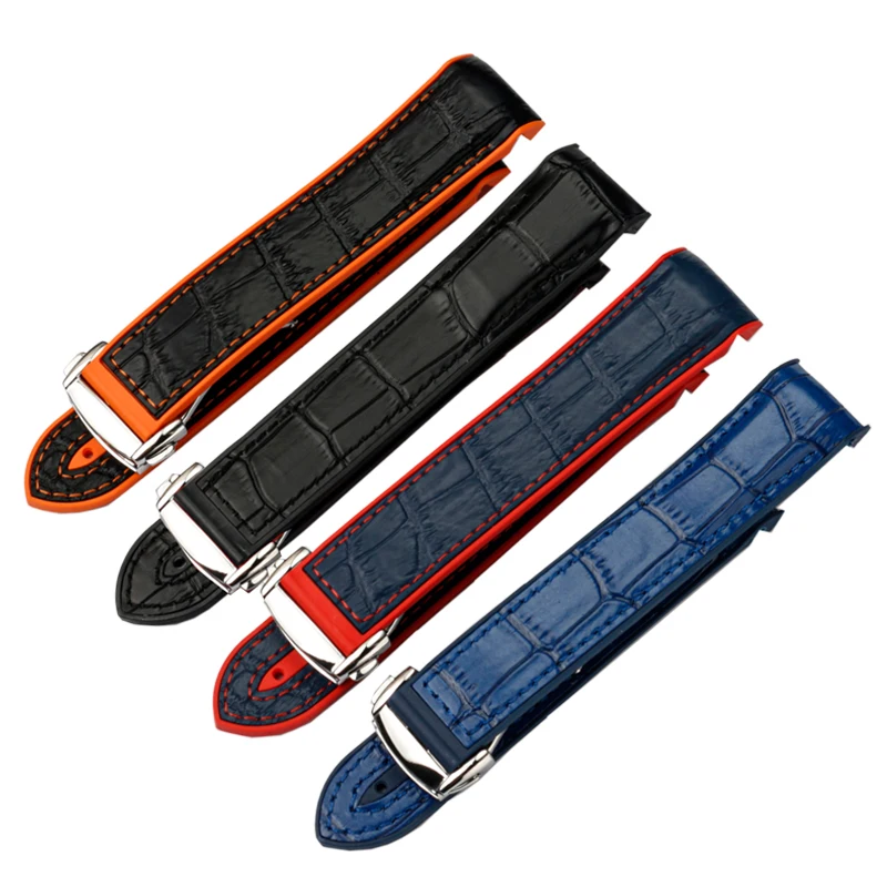 男性用ラバーウォッチバンド、耐衝撃性クラスプストラップ、シリコンウォッチアクセサリー、ega、Philoserter、oyster、omega、Ocean