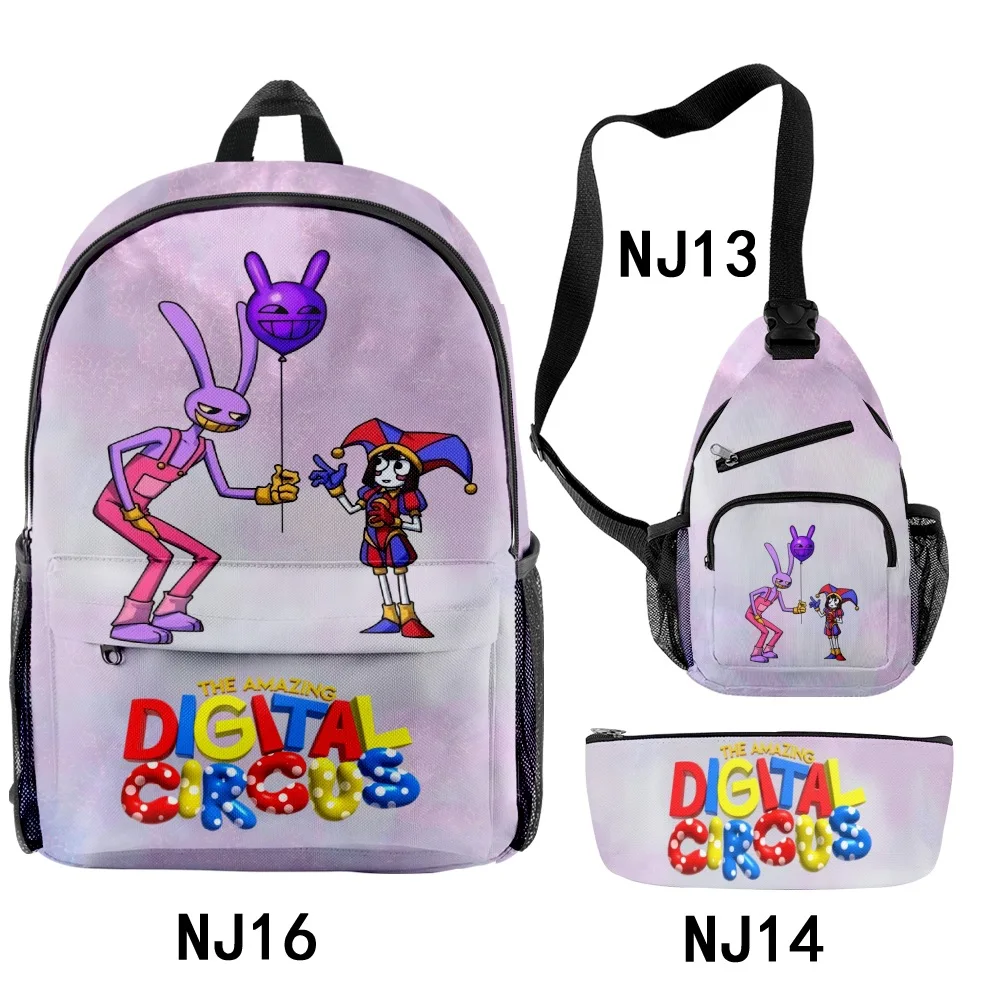 

Hip Hop Popular The Amazing Digital Circus 3D Print 3pcs/Set pupil School Bags Travel Laptop Backpack Chest Bag Pencil Case