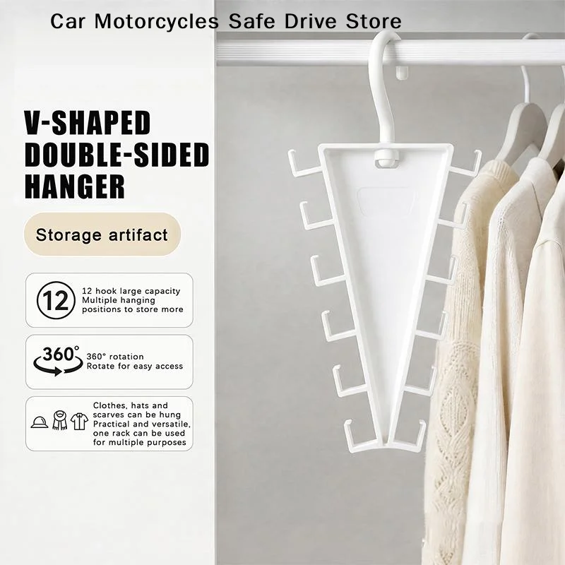 1/2Pcs V Shaped Space Saving Hanger 12 Hooks Clothes Organizer Vertical Closet Storage Rack for Bedroom Wardrobe Hat Belt Scarf