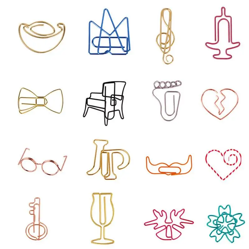 Klip kertas berbentuk lucu 30 buah klip kertas Mini kreatif Set bentuk hewan atau pesawat hadiah sekolah acak untuk guru rekan kerja