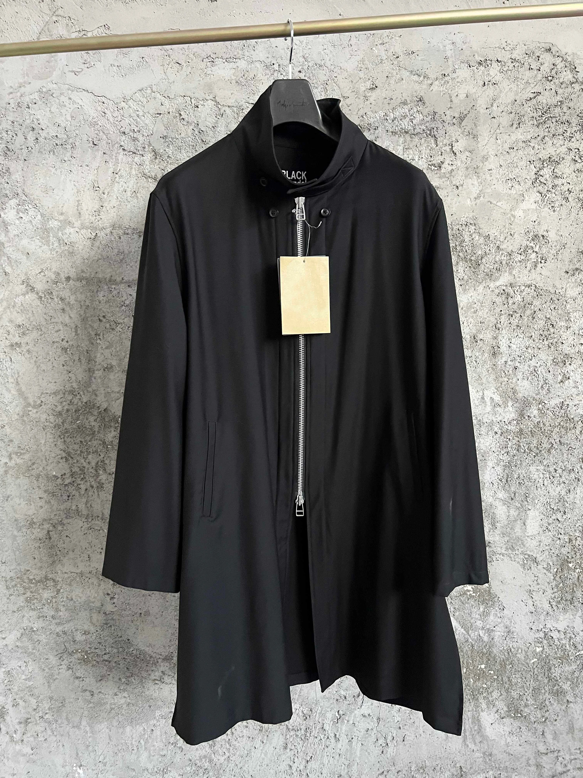 

TOP-YAMAMOTO's original Japanese dark trench coat for men, mid-length zipper stand-up collar, loose and casual