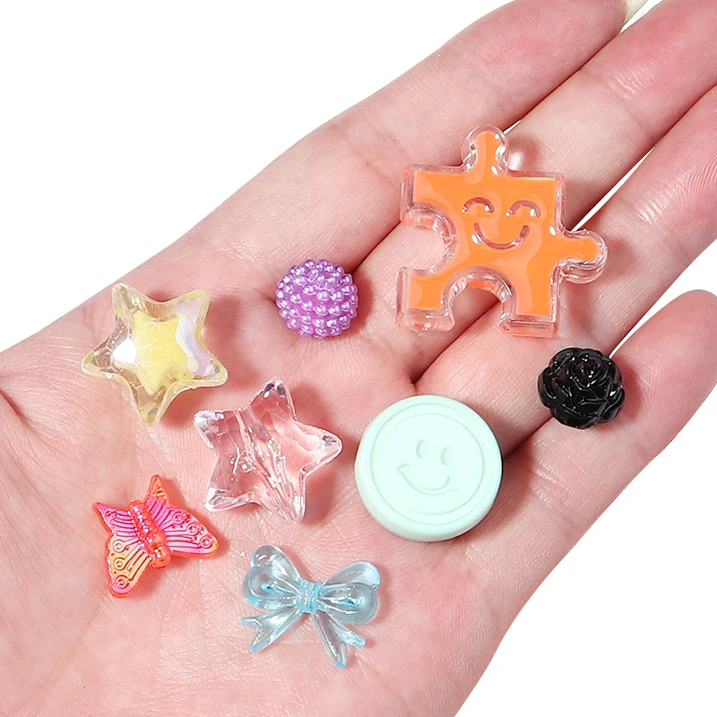 50g Acrylic Mixed Beads Heart Round Flower Shaped Loose Beads For DIY Handmade Exquisite Phone Lanyard Accessories Supplies