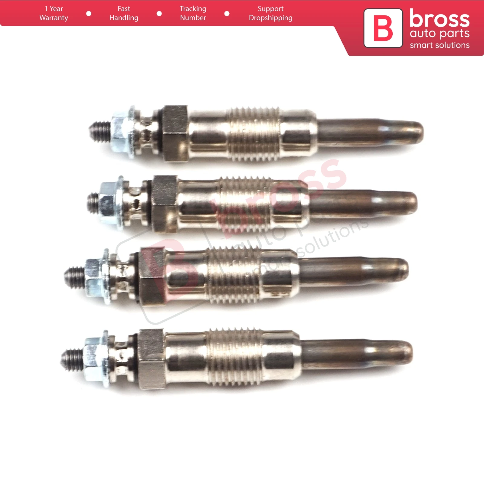 Bross Auto Parts BGP34-1 4 Pcs Heater Glow Plugs GX70, 11590001, GN858 for Mercedes Ssangyong Daewoo Fast Shipment Free Shipment