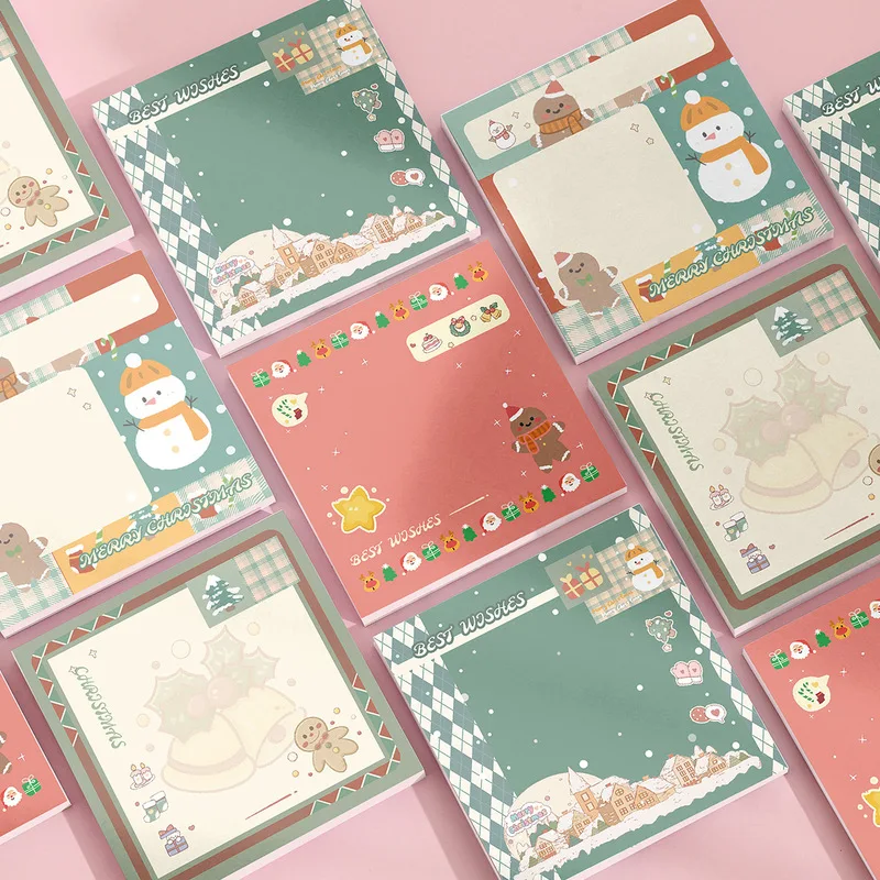 2pcs Christmas Sticky Notes，Santa Claus Message Sticky Notes，Portable Notebook，School Office Holiday Gift Atmosphere Decoration