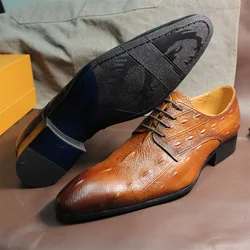 Men's Italian Style Oxford Brogue Shoes Leather Black Brown Classic Lace-Up Formal Office Footwear