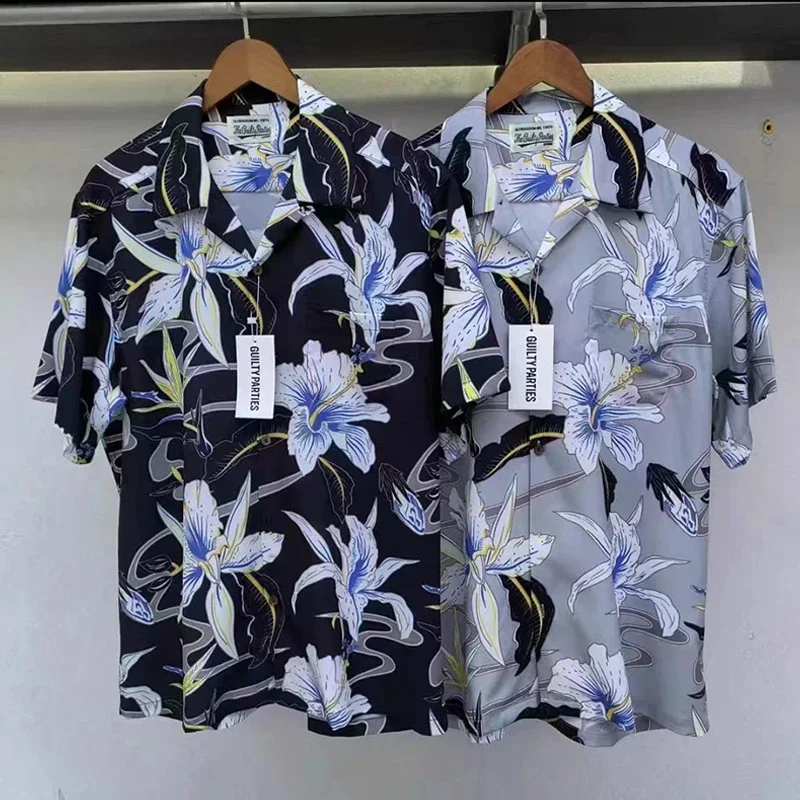 

High Quality WACKO MAR Hawaii Beach Shirt Men Woman Paradise Bird Lily Flower Full Print Breathable Short Sleeve Top Tees