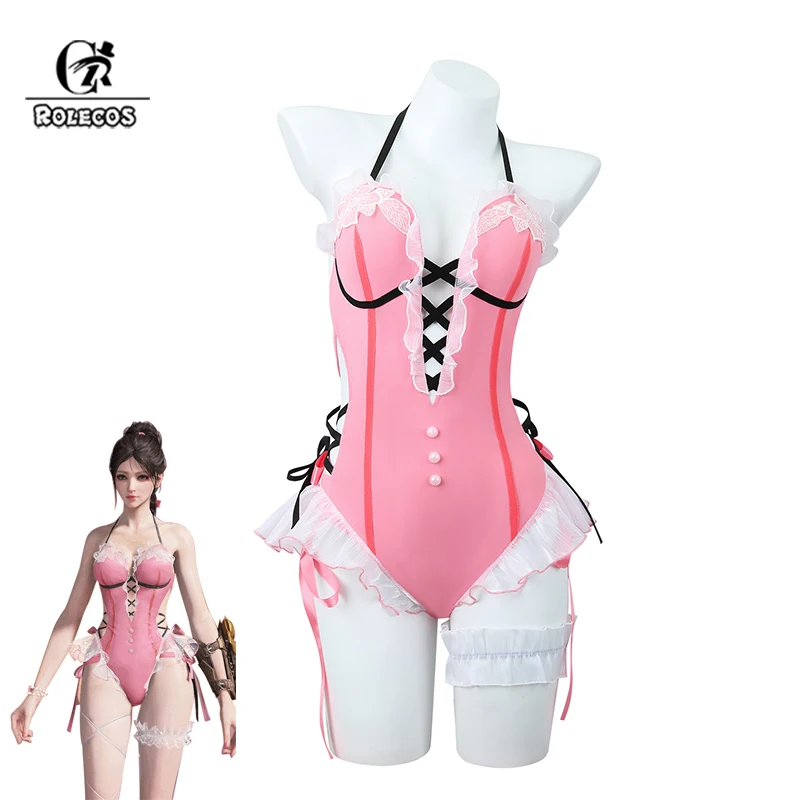 ROLECOS NARAKA Cos BLADEPOINT Jumpsuit Feria Shen Cosplay Costume Pink Swimsuit Sexy Women Swimwear