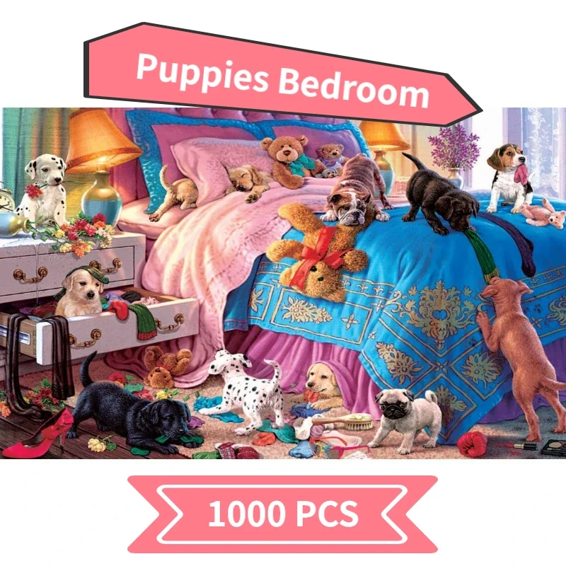 75*50cm Puzzle di carta 1000 pezzi cuccioli camera da letto adulti sollievo dallo Stress bambini giocattoli educativi di intrattenimento regalo di