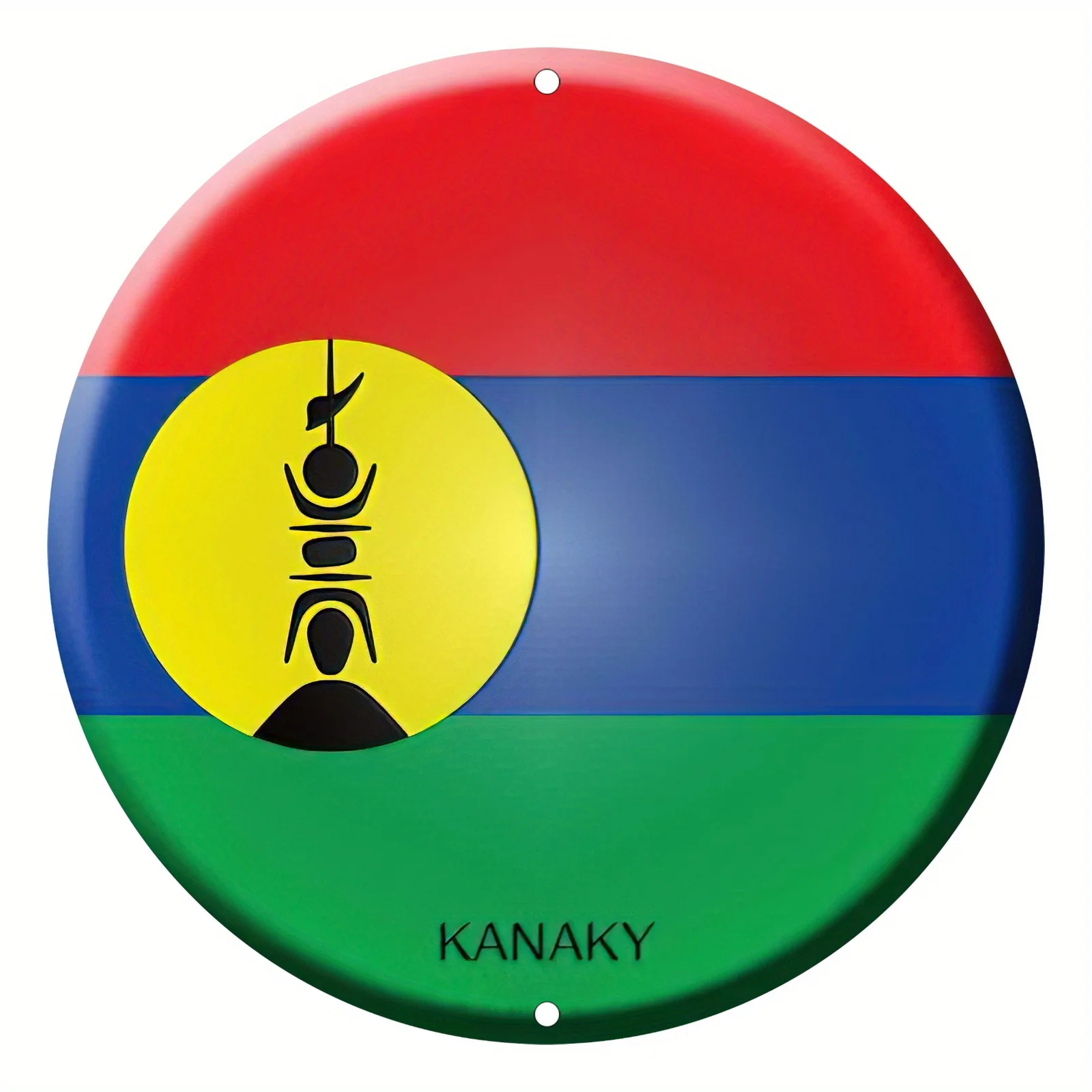 لوحة فنية جدارية معدنية مستديرة بعلم كانيكي ثنائية الأبعاد - لافتة قصدير مطبوعة بالأشعة فوق البنفسجية للديكور الداخلي والخارجي، 30.48 × 30.48 سم، R