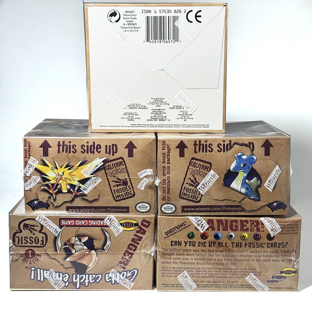 PKM Fossil Booster Box 1999 1st Edition Proxy Game Cards Packs WOTC Sealed Blue Wing Aerodactyl Lapras Zapdos Packs collections