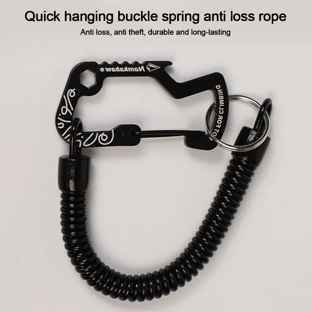 1/2/5pcs Multi functional Outdoor Retractable Spring Elastic Rope Anti-lost Black Security Gear Tool