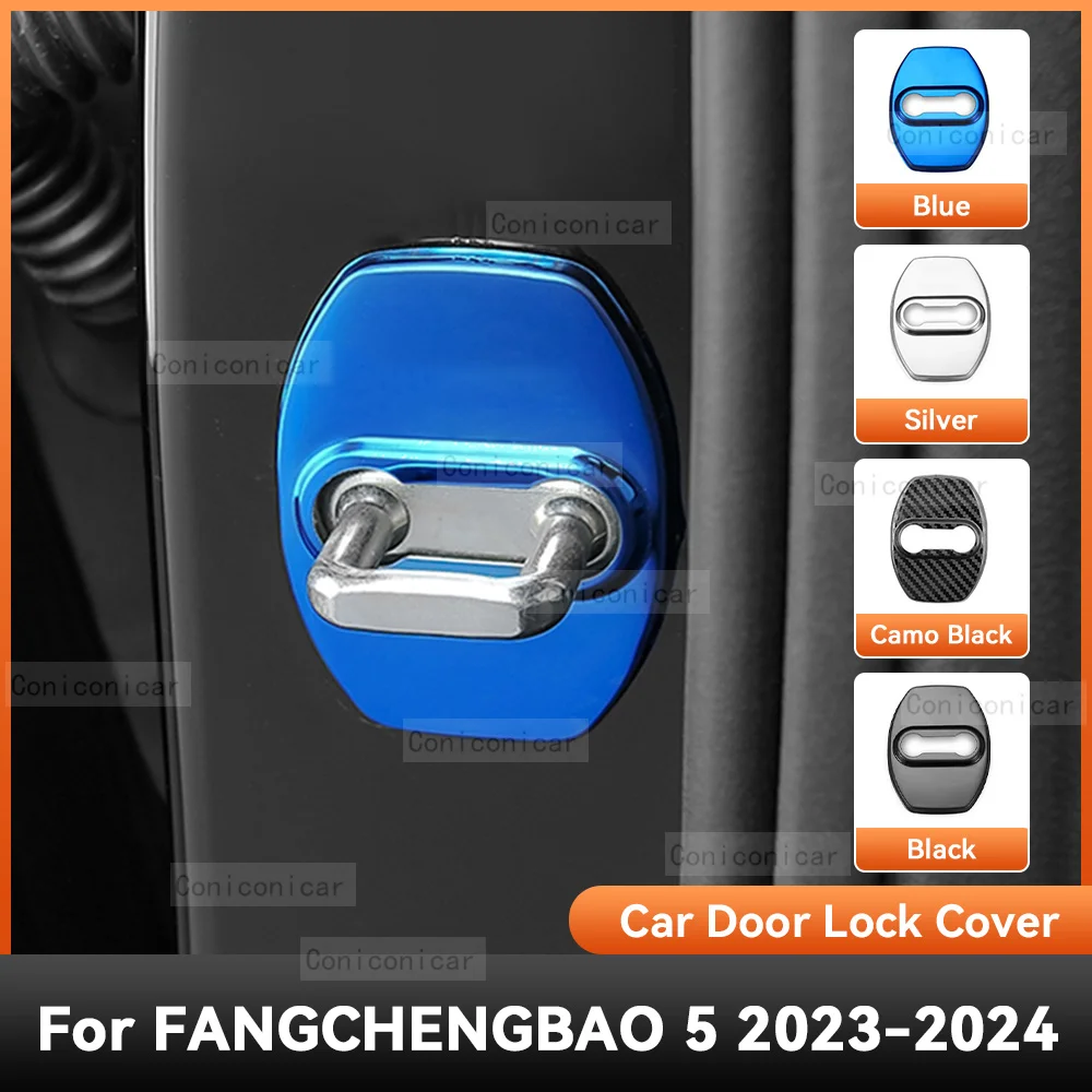 For BYD FANGCHENGBAO 5 2023 2024 Accessories Car Door Lock Protect Cover Emblems Case Stainless Steel Decoration Protection