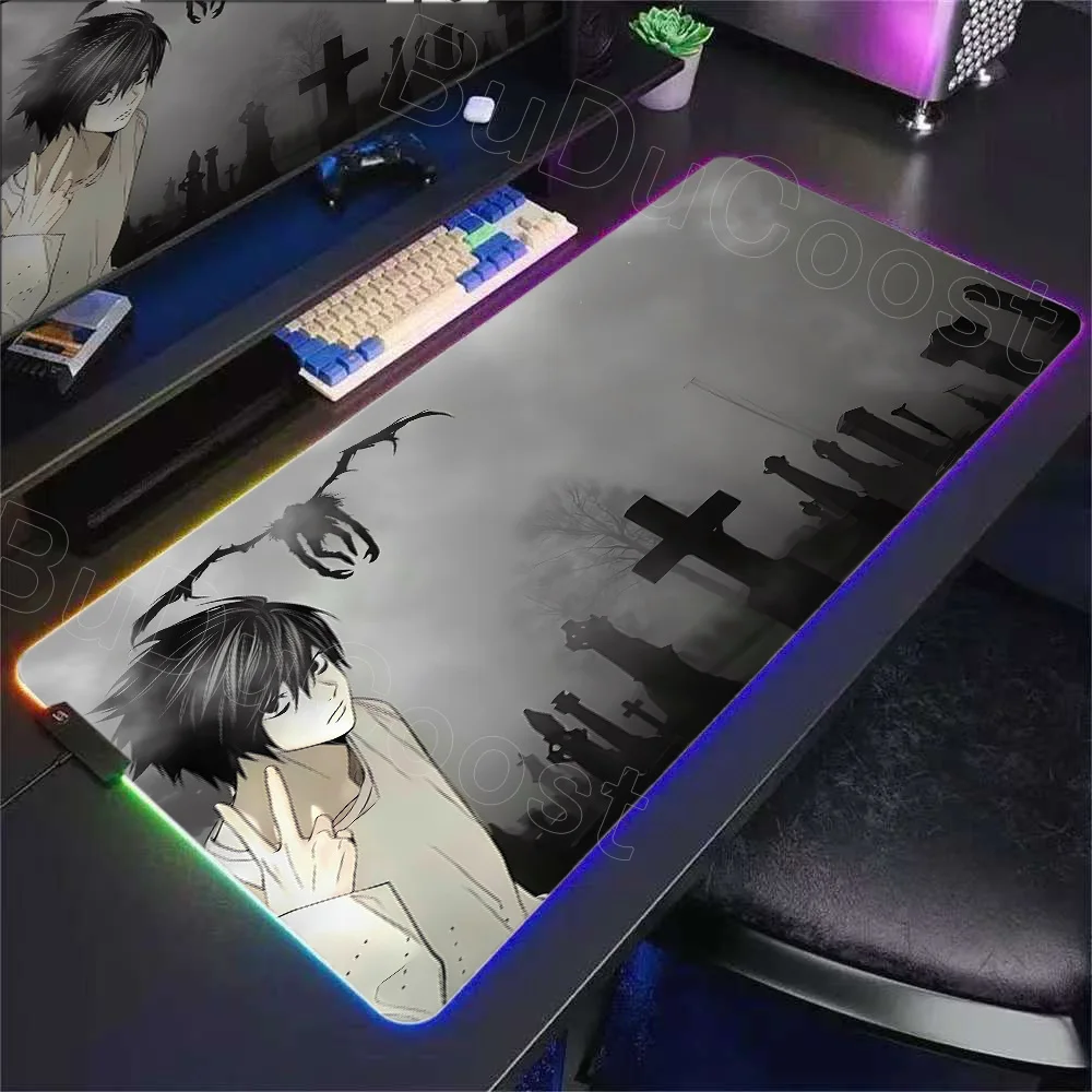 سوبر جديد خلفية مذكرة الموت ماوس الوسادة RGB ألعاب الكمبيوتر لوحة المفاتيح LED ماوس الوسادة عدم الانزلاق المطاط لطيف الكرتون ألعاب الكمبيوتر حصيرة مكتبية #3
