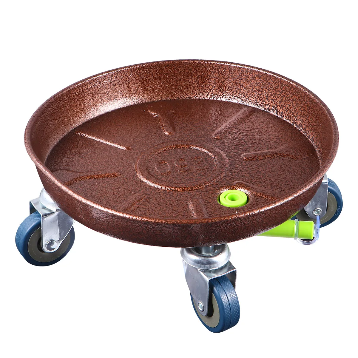 Heavy Duty Iron Flower Pot Tray with Universal Wheels Round Thickened Design for Indoor Outdoor Use Purple Bronze 28Cm Od 26Cm