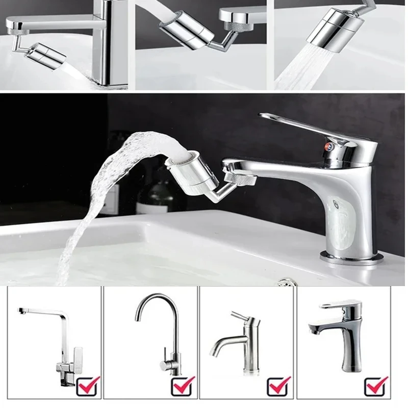 720 ° Universeller Drehbarer Wasserhahn-Aerator Spritzwassergeschützter Wassersparender Verlängerungsadapter ABS Badezimmer-Waschbecken Düsenadapter Multi-D – Detail 2