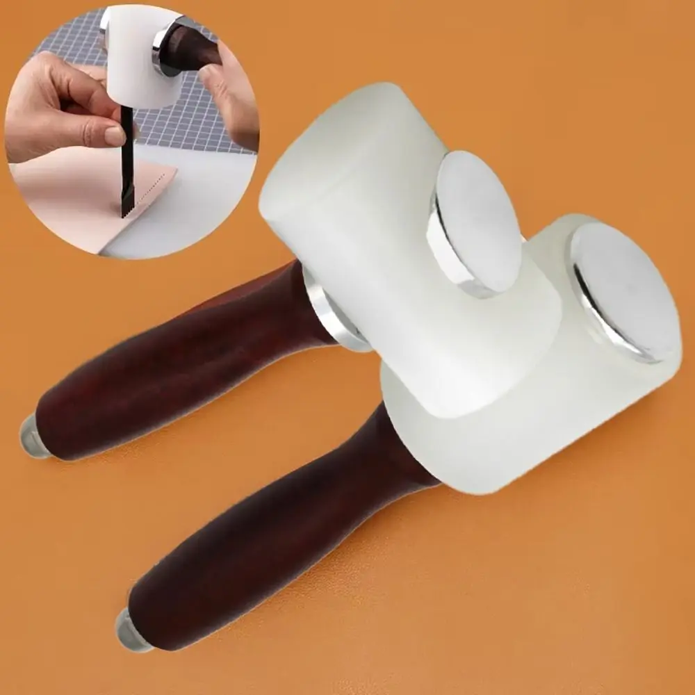 المهنية الجلود نحت المطرقة الخشب مقبض DIY أداة مطرقة أدوات حرفية اليدوية الجلود الحرفية لكمة الطباعة قرع #5