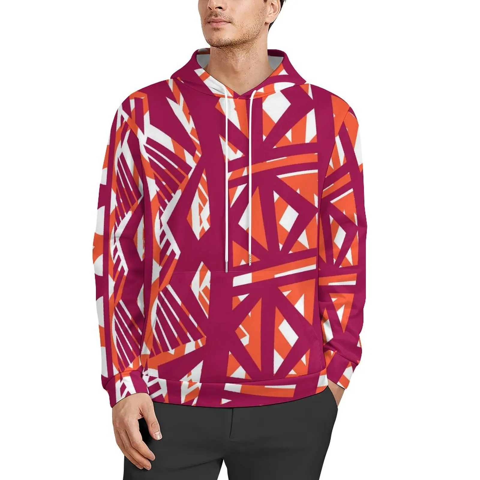 

Men Personalized Hoodie Pacific Islander Sweatshirt Red Polynesian Design Samoan Tribe Modern Printed Pattern Designs