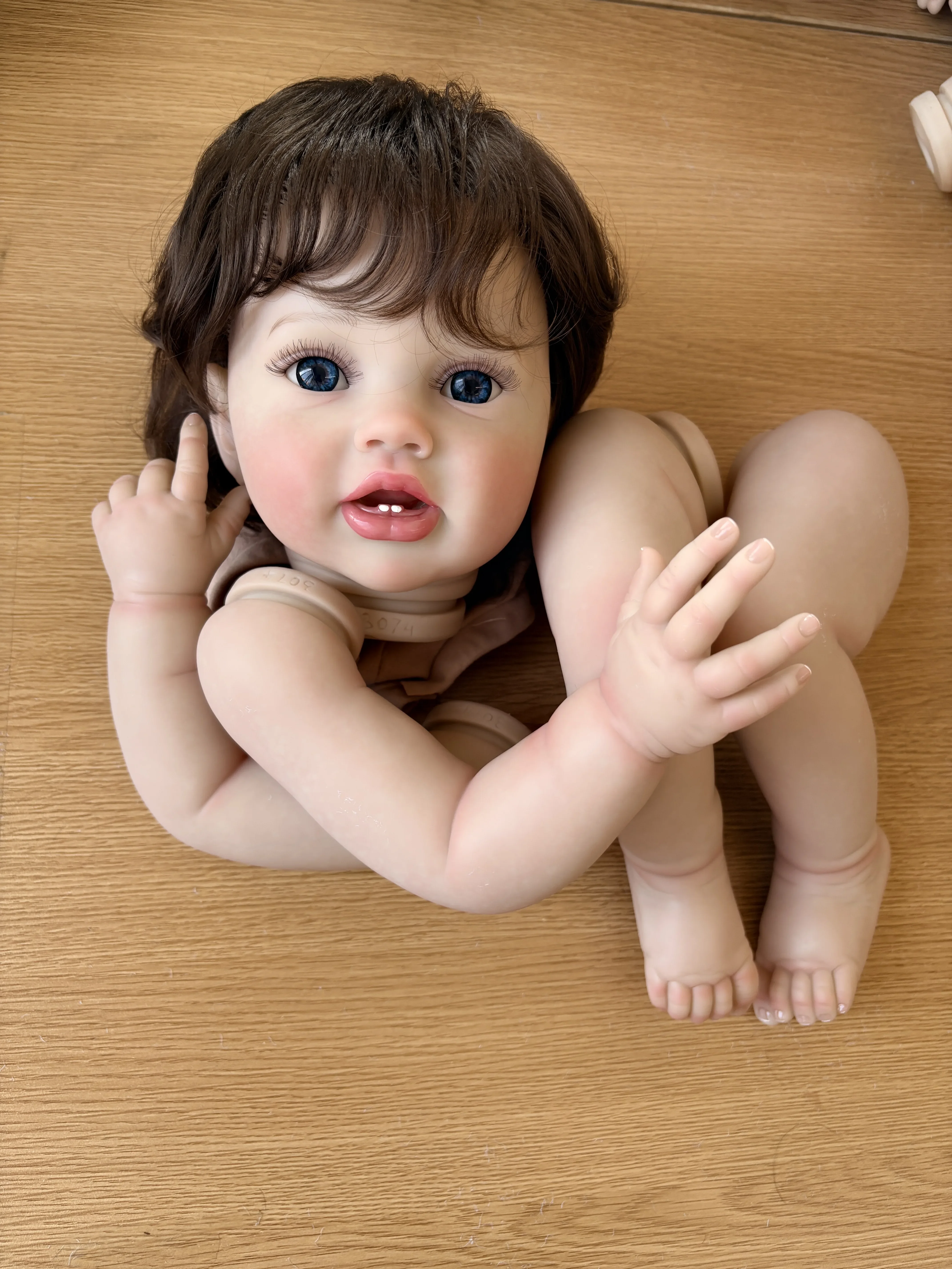 24Inch Unassembly DIY Doll Parts for Handicraft Enthusiast Reborn Lottie with Hand Painted 3D Skin Implantation Hair