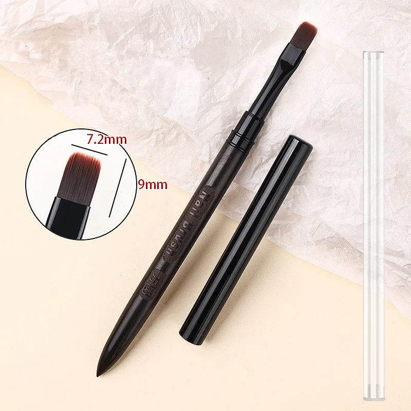 6가지 스타일의 샌달우드 핸들 네일 드로잉 브러쉬, 매니큐어 페인팅 그라데이션 UV 젤 연장 빌더 드로잉 펜