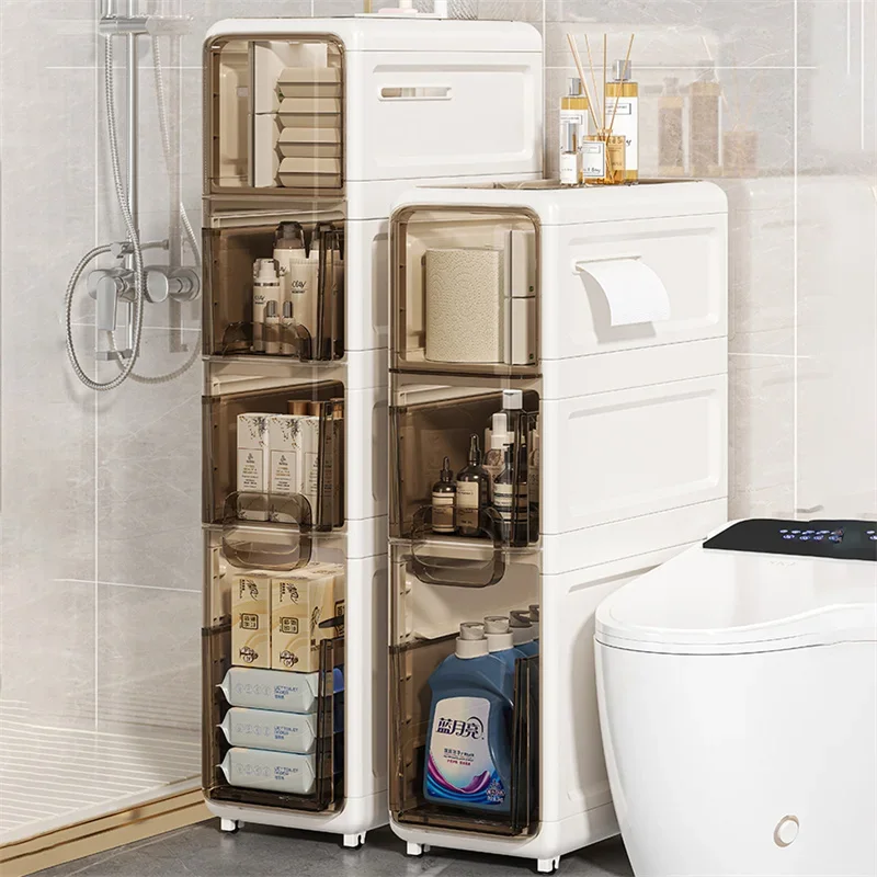 

Ultra-narrow Cabinet Hollow Drawer-type Gap Storage Cabinet Home Multi-layer Bathroom Cabinet Large-capacity Home Furniture