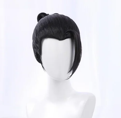 Anime Geto Suguru Geto Anime Cosplay Wig Men Black Wig With Earrings Heat Resistant Synthetic Hair Wigs