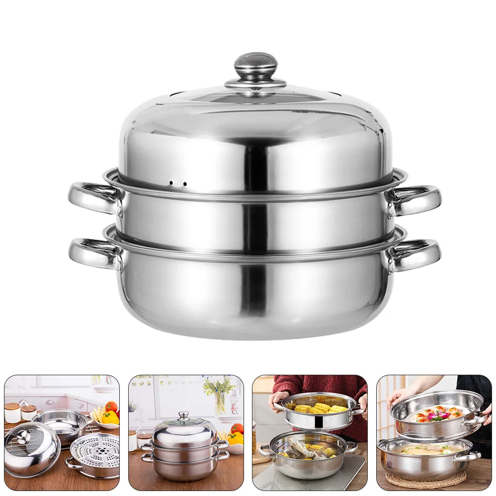 

1 шт., кухонная кастрюля из нержавеющей стали, универсальная кастрюля для домашнего пароварки для супа, кастрюля для пароварки из нержавеющей стали