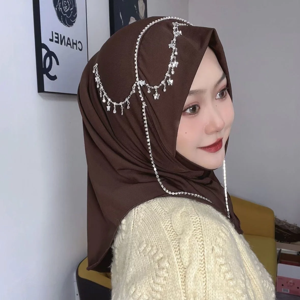 

Chains Tassels Moslem Women Muslim Shawls Hijab Head Cover