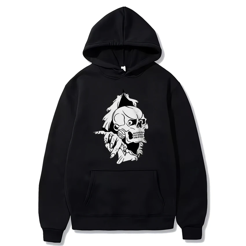 

Hot sale Horror Skull Graphic New Hoodies Men Women rap Hip Hop Fleece Long sleeve streetwear Unisex vintage Oversized pullovers