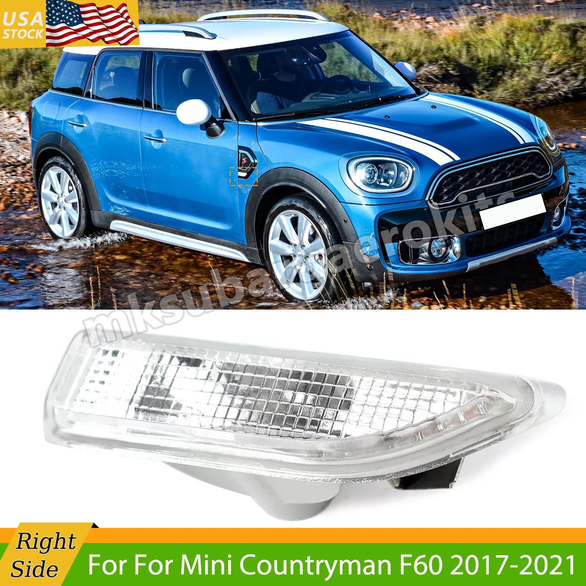 

For Mini Cooper Countryman F60 Right Side Front Fender Light Estate 2016-2021 Front Marker Signal Light Cover Decoration Lamp