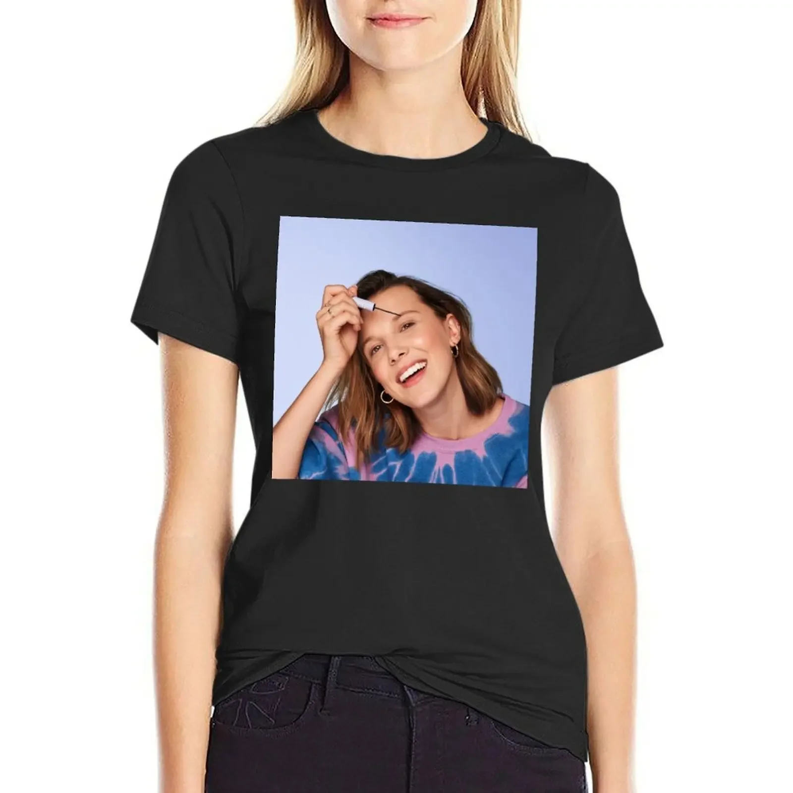 

millie bobby brown T-Shirt blacks tops sports fans plus sizes t shirts for Womens