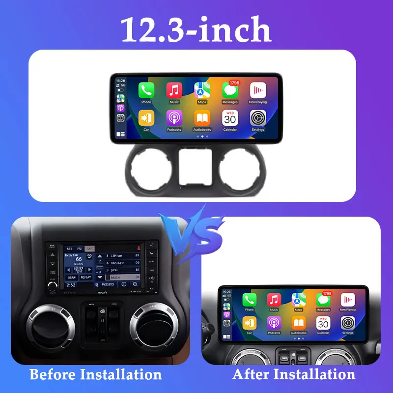 Android 15 UItra-thin Screen LHD for Jeep Wrangler 3 JK 2014-2017 Carplay GPS Navigation DSP Stereo Car Radio Multimedia Player