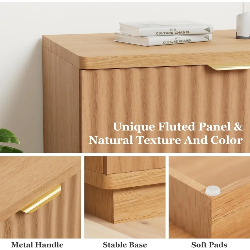 Cômoda moderna para quarto com 6 gavetas, baú largo 47,3 com perfil curvo, móveis de madeira para armazenamento de sala de estar