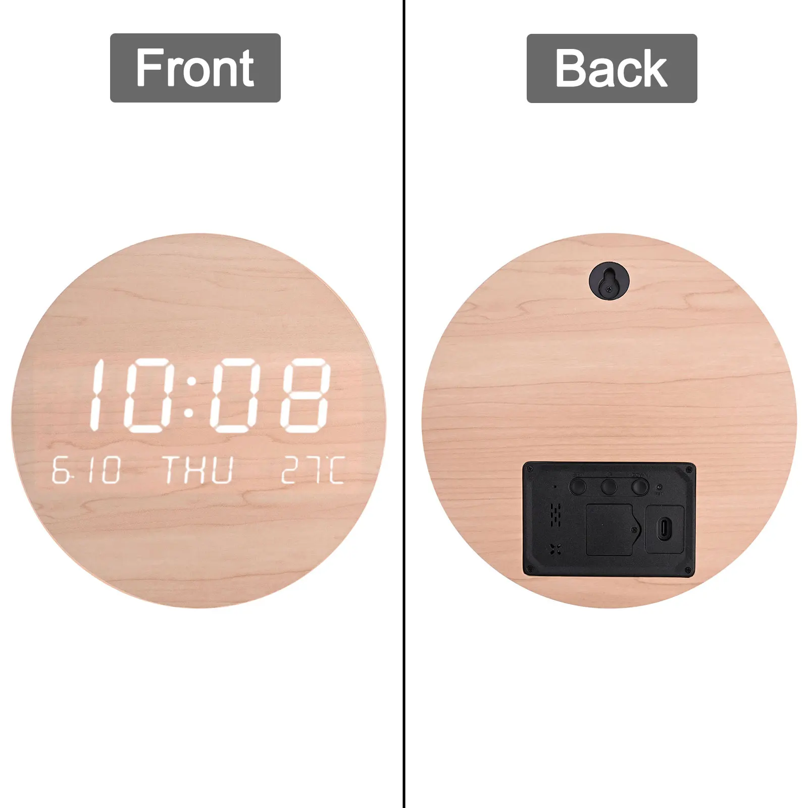 Bedroom Wall Clock LED Digital Wall Clock DC 5V Power Supply High-quality Wood LED Digital Display For Living Room