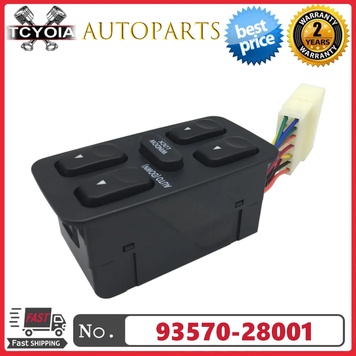 12 Pins Front Left Power Electric Single Window Switch 93570-28001 9357028001 For 1992- 1994 Hyundai Elantra Galloper