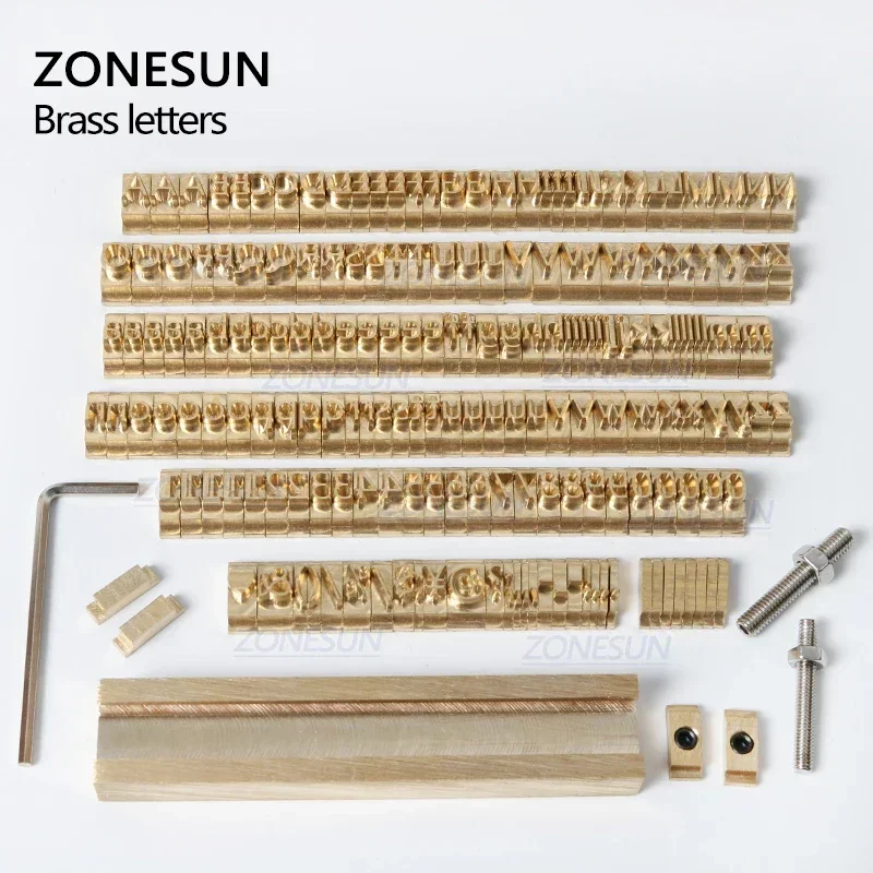 ZONESUN T-slot Custom Logo Brass Letter Set Mold Hot Foil Leather Stamp Copper Alphabet Press Customized DIY Character Mold