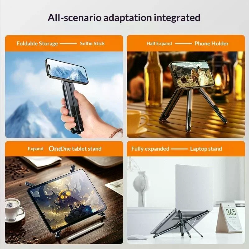 Plastic Universal Phone Laptop Stand with Magnetic Base 8-Height Adjustable Suitable for Tablet Home Office Desk Use