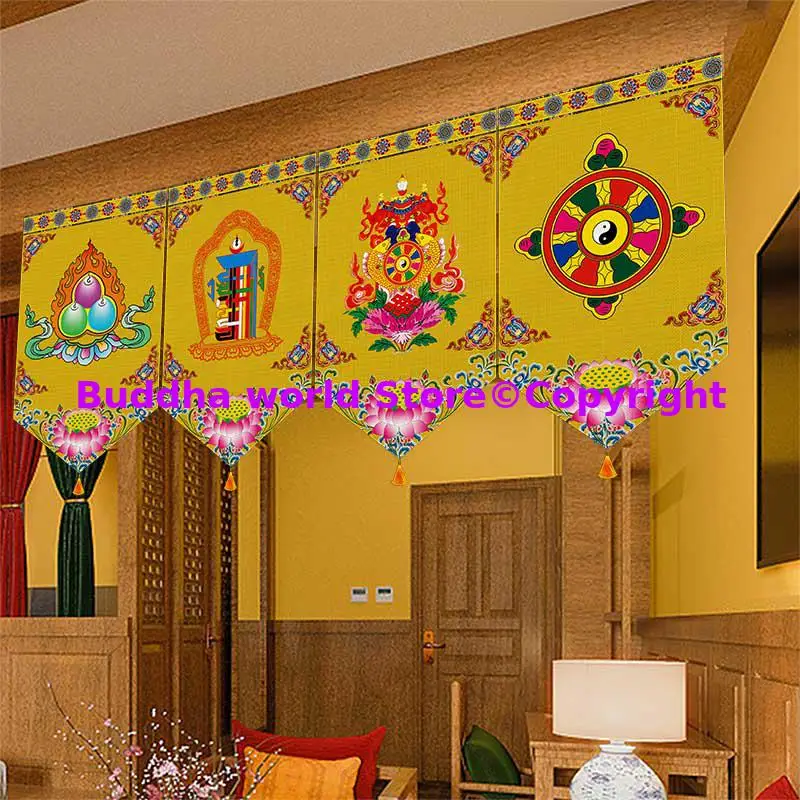 buddhist altar supplies HOME Temple Wall decor Auspicious blessing Kalachakra Hanging decoration painting flag banner Ornament