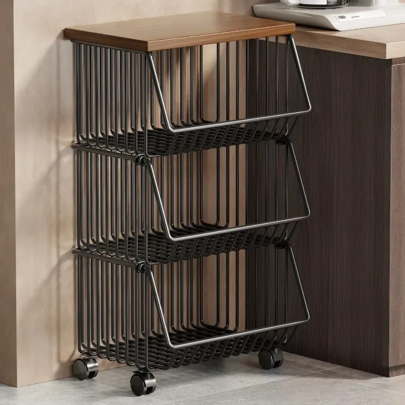 Living Room Toy Fruit Vegetable Basket Multi Layer Cart Utility Cart Storage Cart Kitchen Storage Rack Freestanding Snack Box